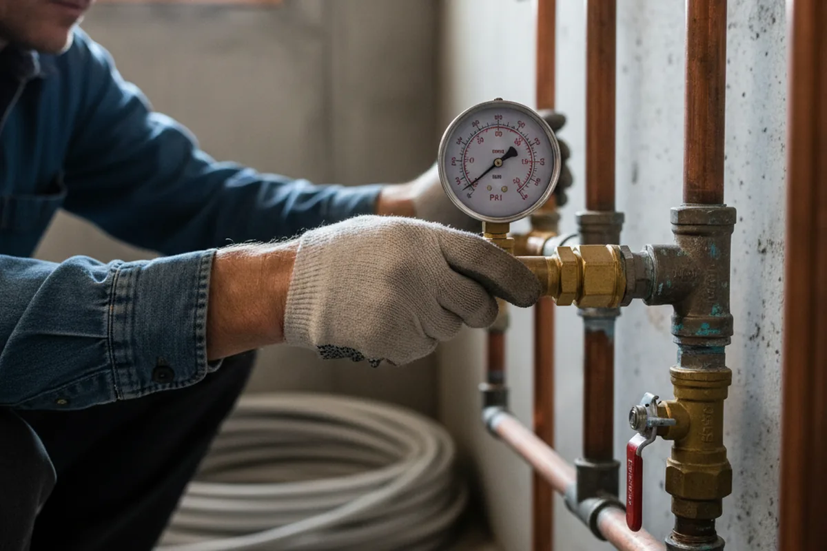 Pressure testing a repaired line during Water Line Repair in West Coxsackie